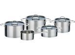 Topf-Set GSW "Elegance", silber, Töpfe, Topf-Set, handfreundliche Kaltmetallgriffe, Literskala. Induktion
