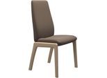 Polsterstuhl STRESSLESS "Laurel", braun (mole batick, walnuss), B:57cm H:105cm T:60cm, Leder BATICK: BATICK ist ein leicht korrigiertes, durchgefärbtes und genarbtes Möbelleder, bei dem die meisten Unebenheiten und Spuren in der Regel entfernt wurden., Stühle, Polsterstuhl, High Back, Größe L, mit abgerundeten Beinen in Walnuss