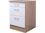 Unterschrank FLEX-WELL "Samoa", weiß (weiß, sonoma eiche), B:60cm H:85cm T:60cm, Holzwerkstoff, Schränke, Unterschrank, (B x H x T) 60 x 85/86 x 60 cm, mit praktischen Auszügen