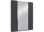 Kleiderschrank WIMEX "Mugano,in 5 Breiten,2 Höhen,2 Tiefen, viele Farben, Made in Germany", schwarz (grafit, griffe schwarz), B:180cm H:236cm T:40cm, Holzwerkstoff, Schränke, Kleiderschrank, mit langen Griffen aus Metall, mit oder ohne Spiegel