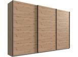 Kleiderschrank WIMEX "Mugano, Made in Germany, Lieferung bis in Deine Etage und Stellort", schwarz (artisan, eiche nachbildung, griffe schwarz), B:313cm H:208cm T:65cm, Holzwerkstoff, Schränke, Kleiderschrank, 3 Schwebetüren, große Größen, mit oder ohne Spiegel, Metallgriffe