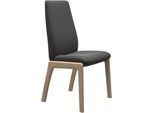 Polsterstuhl STRESSLESS "Laurel", grau (rock paloma, walnuss), B:57cm H:105cm T:60cm, Leder PALOMA: PALOMA ist ein durchgefärbtes Semianilin-Möbelleder mit natürlicher Narbung., Stühle, Polsterstuhl, High Back, Größe L, mit abgerundeten Beinen in Walnuss