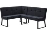 Eckbank OTTO HOME "Geranie, Sitz -und Rücken gepolstert, Knopfheftung", schwarz, B:184cm T:61,5cm, 100% Polyester, Sitzbänke, Eckbank, zwei Bezugsstoffe, zwei Stofffarben, pulverbeschichtetes Metallgestell