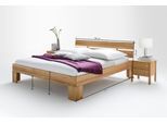 Massivholzbett HOME AFFAIRE "Modesty II, Made in Europe", beige (naturfarben), B:186cm H:93cm L:206cm, Betten, Massivholzbett, aus massiver Kernbuche, in verschiedenen Breiten, mit Metallbeschlägen