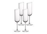 Sektglas VILLEROY & BOCH "Sektgläser NewMoon 170 ml 4er Set transparent", bunt (transparent), 4 tlg., Glas, Trinkgefäße, Sektglas