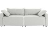 2-Sitzer HOME AFFAIRE "Marva 2tlg.", beige (creme), B:220cm H:89cm T:90cm, Struktur fein (100% Polyester);Samtoptik (100% Polyester), Sofas, 2-Sitzer, beide Elemente ausziehbar für Bettfunktion, mit Bettkasten