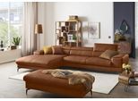 Ecksofa W.SCHILLIG "piedroo, Designsofa mit tollem Sitzkomfort, bequem und elegant, L-Form", braun (cognac z69), B:343cm H:70cm T:193cm, Longlife Xtra-Leder Z69: Das feinnarbige, gedeckte Softleder Z69 besticht durch seine außergewöhnliche Weichheit im trendigen »Vintage-Look«, Hautstärke 0, 9 - 1, 1 mm, Sofas, Ecksofa, Kopfteilverstellung, wahlweise mit Sitztiefenverstellung, Breite 343cm