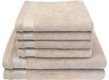 Handtuch Set DYCKHOFF "Gloss", beige (natur), 6 Stk., Walkfrottier, Walkfrottier, Obermaterial: 100% Baumwolle, Handtuch-Sets, Handtuch Set, 4 Handtücher (50x100cm), 2 Duschtücher (70x140cm)