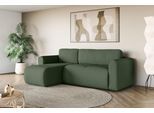 Ecksofa OTTO HOME "Zacharia wahlweise Schlafsofa mit Bettkasten, B/T/H 250/166/86 cm", grün (dunkelgrün), B:250cm H:86cm T:166cm, 100% Polyester, Sofas, Ecksofa, L-Form mit Wellenunterfederung, Recamiere beidseitig montierbar