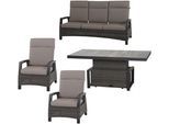 Gartenlounge-Set SIENA GARDEN "Corido", grau (grau, anthrazit, anthrazit), Aluminium, Sitzmöbel-Sets, Gartenlounge-Set