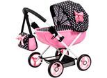 Puppenwagen BAYER "Cosy", herzchen schwarz, Puppenwagen, KinderB:34cm H:58cm T:63cm, Kunststoff, Metall, Stoff, Puppenwagen, mit Wickeltasche, B:34cm H:58cm T:63cm