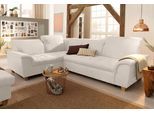 Ecksofa HOME AFFAIRE "Lyla fester Sitzkomfort, bequeme Armlehnen, Breite 275cm, L-Form", beige (natur), B:275cm H:81cm T:214cm, Luxus-Microfaser Lederoptik (100% Polyester);Microfaser PRIMABELLE (100% Polyester);Feinstruktur weich (100% Polyester), Sofas, Ecksofa, wahlweise mit Rückenfunktion und Bettfunktion