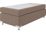 Boxspringbett "Holland", beige (schwarz beige), B:92cm L:201cm, Strukturstoff (77% Polyester und 23% Viskose), WESTFALIA SCHLAFKOMFORT, Komplettbetten, Boxspringbett, ohne Kopfteil, frei im Raum stellbar