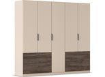 Kleiderschrank RAUCH "Koda", beige (beige (champagner), atlantic oak dunkel), B:226cm H:210cm T:54cm, Holzwerkstoff, Schränke, Kleiderschrank, mit symmetrisch angeordneten Schubladen MADE IN GERMANY