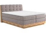 Boxspringbett HOME AFFAIRE "Naome", grau (stone), B:161cm L:217cm, 100% Polyester, Komplettbetten, Boxspringbett, Boxspringbett, Inklusive Topper