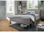 Futonbett WIEMANN "Monaco, 4-fache Liegehöhenverstellung", grau (kieselgrau, dekor, leisten in chrom), B:129cm L:218cm, Betten, Futonbett, mit stilvollem Holzkopfteil, Made in Germany