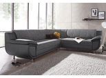Ecksofa TRENDMANUFAKTUR "Rondo 3, zeitlos und modern, im Materialmix, L-Form", grau (dunkelgrau, grau, weiß), B:267cm H:85cm T:247cm, Primabelle-Microfaser;Kunstleder SOFTLUX / Struktur (77% Polyester; 23% Polyacryl), Sofas, Ecksofa, wahlweise Federkern für hohen Sitzkomfort, wahlweise Bettfunktion