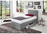Boxspringbett, grau (strukturstoff grau), Liegefläche B/L: 90cm x 200cm, H3, 5-Zonen-Tonnentaschen-Federkernmatratze, WESTFALIA SCHLAFKOMFORT, Komplettbetten, Boxspringbett, mit Schubkästen und Zierkissen