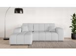 Ecksofa OTTO HOME "CASSY L-Form, Schlafsofa mit Bettkasten, Maße B/T/H: 245/165/88 cm", grau (hellgrau), B:244,5cm H:88cm T:164,5cm, 100% Polyester, Sofas, Ecksofa, mit 2 Rückenkissen, Recamiere rechts oder links bestellbar