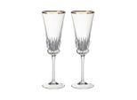 Champagnerglas VILLEROY & BOCH "Sektgläser Grand Royal Gold 120 ml 2er Set transparent-gold", bunt (transparent, gold), Glas, Trinkgefäße, Champagnerglas
