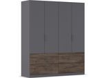 Kleiderschrank RAUCH "Koda", grau (graumetallic, atlantic oak dunkel), B:181cm H:210cm T:54cm, Holzwerkstoff, Schränke, Kleiderschrank, mit symmetrisch angeordneten Schubladen MADE IN GERMANY
