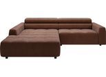 Ecksofa 3C CANDY "Denver auch mit Cord- und Easy care-Bezug, Kopfteilverstellung L-Form", braun (rost), B:258cm H:68cm T:217cm, 88% Polyester, 12% Polyacryl, Sofas, Ecksofa, wahlweise. mit motorischer Sitztiefenverstellung
