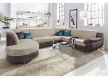 Wohnlandschaft TRENDMANUFAKTUR "Rondo 3, zeitlos und modern, im Materialmix, U-Form", braun (braun, sand, beige), B:320cm H:85cm T:94cm, Kunstleder SOFTLUX / Struktur (77% Polyester; 23% Polyacryl);Luxus-Microfaser ALCAZAR (100% Polyester) / Feinstruktur (100% Polyester), Sofas, Wohnlandschaft, wahlweise für mehr Komfort mit Federkern, wahlweise mit Bettfunktion