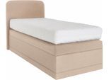Boxspringbett, beige (dunkelbeige), B:105cm L:212cm, Box und Kopfteil: Microvelours (100% Polyester) oder Kunstleder (Polyurethan);Bezug der Obermatratze: 100% Polyester, WESTFALIA SCHLAFKOMFORT, Komplettbetten, Boxspringbett, wahlweise mit Bettkasten