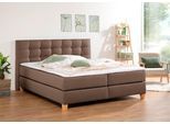 Boxspringbett HOME AFFAIRE "Moulay", braun (mittelbraun), B:194cm L:211cm, Komplettbetten, Boxspringbett, inkl. Topper, in 3 Härtegraden, TFK auch in Härtegrad 4