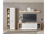 Wohnwand HOME AFFAIRE "Brixen, moderne Anbauwand, Wohnzimmer-Set, Eiche Evoke Dekor mit Weiß", weiß (eiche evoke, weiß), B:298cm H:195cm T:43cm, Holzwerkstoff, Kastenmöbel-Sets, Wohnwand, enthält Stauraumelement, Lowboard und Wandboard
