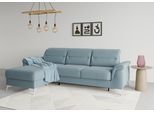 Ecksofa SIT & MORE "Sinatra L-Form", blau (hellblau), B:258cm H:85cm T:170cm, 90% Polyester, 10% Polyamid, Sofas, Ecksofa, mit Recamiere, optinal mit Kopfteilverstellung und Armteilfunktion