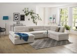 Wohnlandschaft HOME AFFAIRE "Avesa U-Form", beige (creme), B:355cm H:80cm T:216cm, 95% Polyester, 5% Polyacryl, Sofas, Wohnlandschaft, Wahlweise mit Armteilverstellung und Bettfunktion, B/T/H: 355/216/80cm