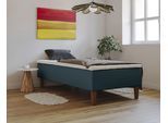 Boxspringbett HOME AFFAIRE "Osterberg", blau (dunkelblau), B:121cm L:201cm, 100% Polyester, Komplettbetten, Boxspringbett, mit Taschen-Federkernunterbox