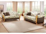 Polstergarnitur HOME AFFAIRE "Milano, bequem durch Federkern, Landhaus Stil, geschwungene Armlehnen", braun (braun, geblümt), H:83cm T:81cm, Sitzmöbel-Sets, Polstergarnitur, 2-Sitzer und 3-Sitzer
