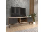 Lowboard FORTE "NeyleTV-Board, TV-Schrank", schwarz (artisan eiche, schwarz), B:163,1cm H:58cm T:41,5cm, Dekorfolie, Holzwerkstoff, Sideboards, Lowboard, Breite ca. 163 cm