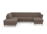 Wohnlandschaft SIT & MORE "Visby U-Form", grau (taupe), B:303cm H:87cm T:213cm, Sofas, Wohnlandschaft, wahlweise mit Bettfunktion und Stauraum, frei im Raum stellbar