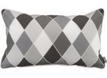 Dekokissen H.O.C.K. "Diamond", grau (schwarz, grau, anthrazit, gemustert), B:50cm H:10cm L:30cm, Kunstfaser, Dekokissen_Sitzkissen_Kissenhüllen, Dekokissen, Kissenhülle mit Füllung, 1 Stück, 50/30 cm