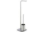 WC-Garnitur WENKO "Iria", silber (edelstahl matt), B:23cm H:72cm L:20cm, Edelstahl, Reinigungsbürsten, WC-Garnitur, mit WC-Papierrollenhalter und WC-Bürste