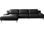 Ecksofa DESIGNWERK "Forma L-Form, zeitloses Designsofa mit aktuellem Fuß", schwarz, B:344cm T:162cm, Leder;Struktur 98% Polyester, 2% Acryl, Sofas, Ecksofa, in hochwertiger Verarbeitung & tollem Sitzkomfort