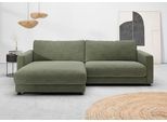 Ecksofa HOME AFFAIRE "Ecksofa Jiro, L-Form, große Sitztiefe, Breite 265 cm", oliv, B:265cm H:85cm T:190cm, 100% Polyester, Sofas, Ecksofa, lose Sitz- & Rückenkissen, weicher Polsteraufbau, komfortabel & modern