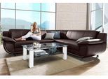 Ecksofa TRENDMANUFAKTUR "Rondo wahlweise mit Schlaffunktion, 267x247 cm (BxT), breite Armlehnen", braun, B:267cm H:85cm T:247cm, Kunstleder SOFTLUX;Microfaser PRIMABELLE (100% Polyester);NaturLEDER (echtes Rindsleder);Struktur (54% Polyacryl, 46% Polyester), Sofas, Ecksofa, L-Form, wahlweise mit Federkern bestellbar, Füße schwarz