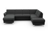 Wohnlandschaft SIT & MORE "Palmera U-Form, B: 308 cm", schwarz, B:308cm H:89cm T:212cm, 100% Polyester, Sofas, Wohnlandschaft, optional Bettfunktion & Bettkasten, Federkern