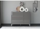 Sideboard "Reno", grau (anthrazit matt lack, glas anthrazit glanz), B:137cm H:106cm T:42cm, Glas, Holzwerkstoff, SET ONE BY MUSTERRING, Sideboards, Sideboard, Mit Vierkantfuß in diversen Farben, 106 cm Höhe & Farbauswahl