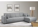 Ecksofa HOME AFFAIRE "LEMPS wahlweise Recamiere links oder rechts L-Form", grau (hellgrau), B:297cm H:85cm T:162cm, 100% Polyester, Sofas, Ecksofa, incl. Zierkissen, Stellmaße 297x162 cm