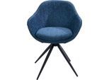 Drehstuhl K+W KOMFORT & WOHNEN "ZOOM", blau (dunkelblau 54), B:60cm H:83cm T:57cm, Stühle, Drehstuhl, 4-Fuß Drehstuhl mit Gestell aus Metall schwarz Struktur