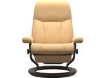 Relaxsessel STRESSLESS "Consul", gelb, B:76cm H:100cm T:74cm, Leder BATICK: BATICK ist ein leicht korrigiertes, durchgefärbtes und genarbtes Möbelleder, bei dem die meisten Unebenheiten und Spuren in der Regel entfernt wurden.;Leder PALOMA: PALOMA ist ein durchgefärbtes Semianilin-Möbelleder mit natürlicher Narbung.;ROHLEDER Stoff Q2 FARON: Ein fester zuverlässiger Bouclé mit einem strukturierten