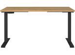 Schreibtisch GERMANIA "GW-Agenda elektrisch höhenverstellbar (72-120 cm)", schwarz (grandson, eiche, nachbildung, schwarz, schwarz, grandson, eiche, nachbildung), B:140cm H:120cm T:80cm, Tische, Schreibtisch, mit Memory-Funktion & USB-Ladestation, verschiedenen Breiten