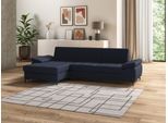 Ecksofa DOMO COLLECTION "Capelo, komfortabel, klare Linien zeichnen dieses Design aus, L-Form", blau (dunkelblau), B:297cm H:84cm T:160cm, 100% Polyester, Sofas, Ecksofa, mit Armteilverstellung, wahlweise mit Bettfunktion, Federkern