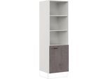 Seitenschrank IMPULS KÜCHEN "Prag", Breite/Höhe: 60/190,7 cm", grau (beton, optik schiefer dunkelgrau), B:60cm H:190,7cm T:57,6cm, Dekorfolie, Holzwerkstoff, Schränke, Seitenschrank, vormontiert, mit Drehtür, mit verstellbaren Fachböden