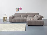 Ecksofa COTTA "Orion L-Form", grau (elephant), B:310cm H:70cm T:225cm, 100% Polyester, Sofas, Ecksofa, mit Kopfteilverstellung & 5 Nierenkissen